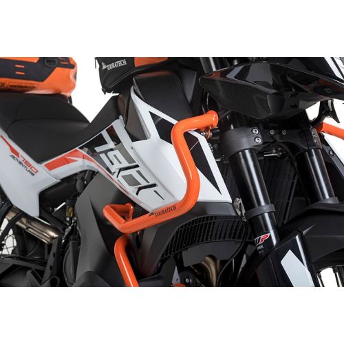 01-372-5162-0 Arceau de protection du carenage en acier inoxydable, orange pour KTM 890 Adventure (-2022)/ 890 Adventure R (-2022)/ 790 Adventure/ 790 Adventure R (-2022)