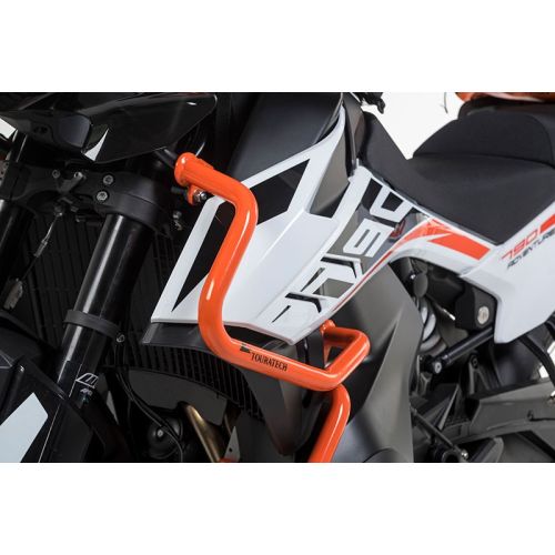 01-372-5162-0 Arceau de protection du carenage en acier inoxydable, orange pour KTM 890 Adventure (-2022)/ 890 Adventure R (-2022)/ 790 Adventure/ 790 Adventure R (-2022)