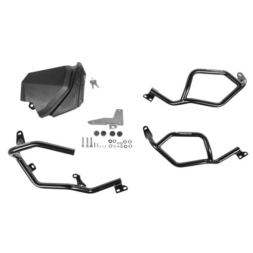 01-632-5167-0 Cassetta degli attrezzi con barra proteggimotore - completa - inox, nero per Yamaha Tenere 700